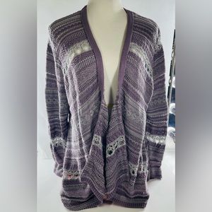 SONOMA PURPLE GRAY KNIT CARDIGAN SIZE WOMENS LARGE